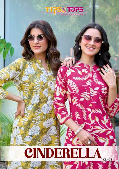 CINDERELLA Vol 05 BY TIPS AND TOPS DESIGNER RAYON PRINT KURTIS WHOLESALER IN INDIA